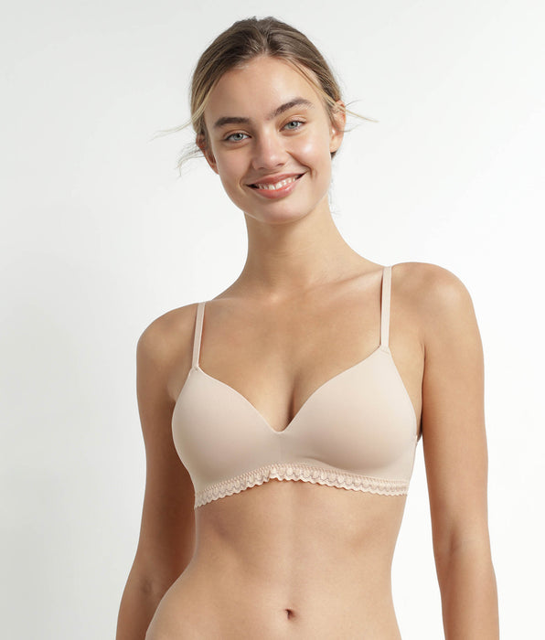 DIM Hautfarbener Padded Triangel-BH ohne Bügel – Daily Micro
