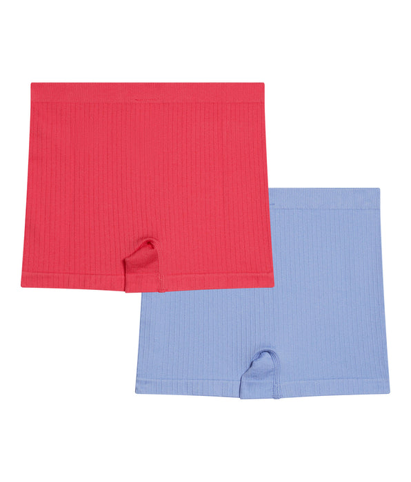 DIM 2er-Pack  Mädchen-Boxershorts aus nathloser Mikrofaser in Distelblau und Rosa - Dim