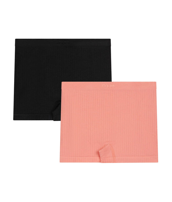 DIM 2er-Pack nahtlose Boxershorts für Mädchen aus Mikrofaser Schwarz Korallenrot Dim