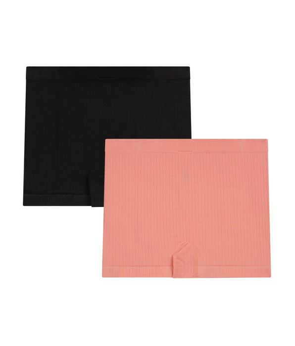 DIM 2er-Pack nahtlose Boxershorts für Mädchen aus Mikrofaser Schwarz Korallenrot Dim