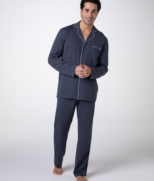 DIM Unisex Langarm-Pyjama aus Schiefer-Baumwolljersey