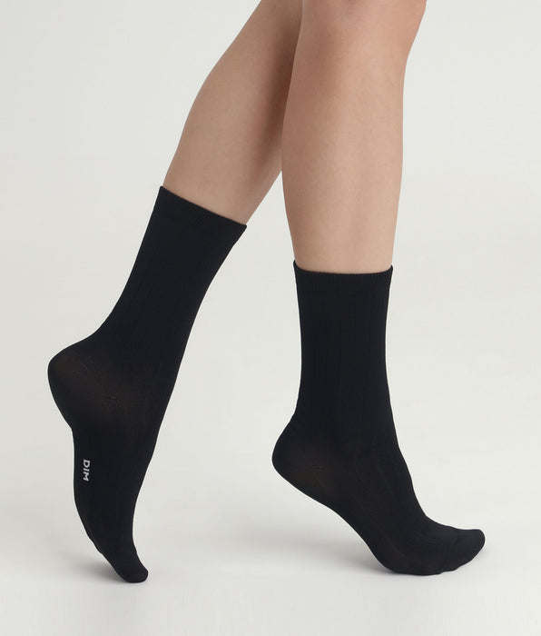 DIM Socken Frau Schwarz Satin Dim Mode