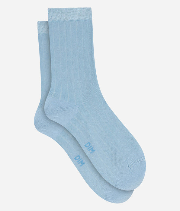DIM Gerippte Damensocken aus satinierter Baumwolle Horizon von Dim Mode