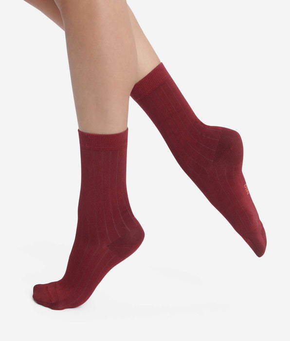 DIM Rippstrick-Socken für Damen aus satinierter Baumwolle Dahlia Dim Mode