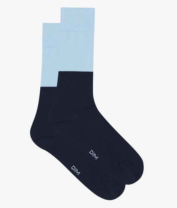 DIM Marineblaue Herrensocken aus Baumwolle mit Colorblock-Effekt - Dim Mode





