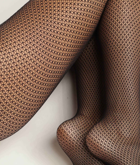 DIM Schwarze Strumpfhose aus geometrischer Spitze- DIM Style