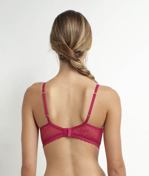 Fuchsia Bügel-BH aus floraler Spitze – Dim Romance