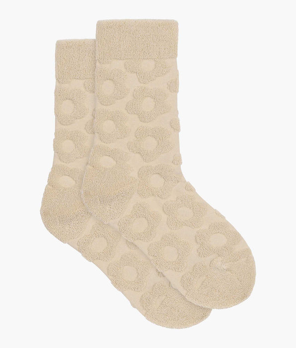 DIM Socken für Frauen Frottee Creme mit Blumen Dim Mode