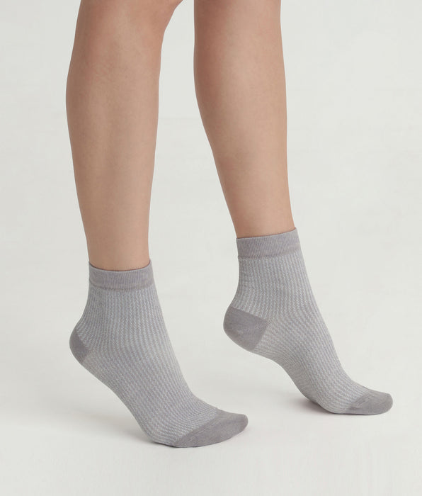 DIM Damensocken Taupe und Lurex Silber Dim Mode