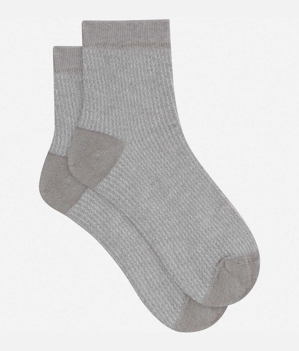 DIM Damensocken Taupe und Lurex Silber Dim Mode