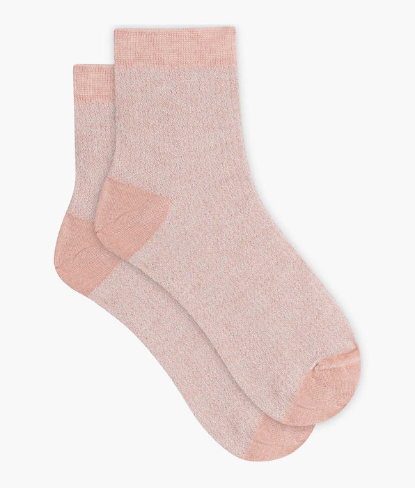DIM Damensocken rosa und Lurex silber Dim Mode