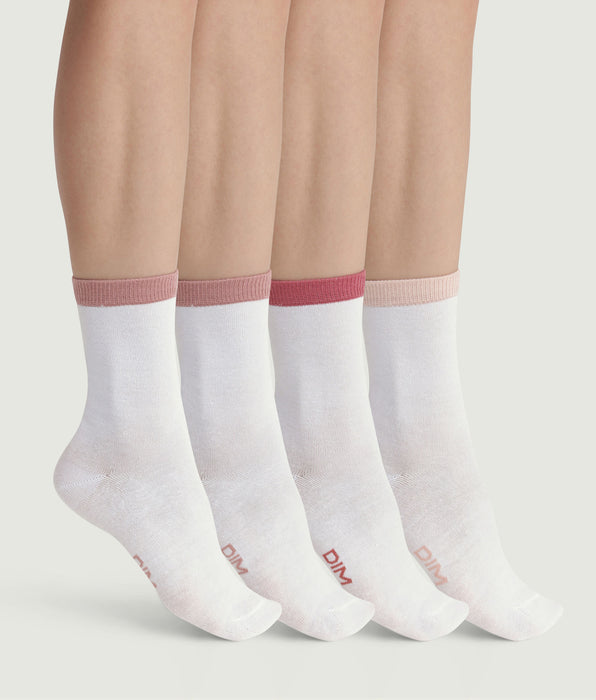 DIM 4 Paar Socken für Frauen Weiß EcoDim Mode