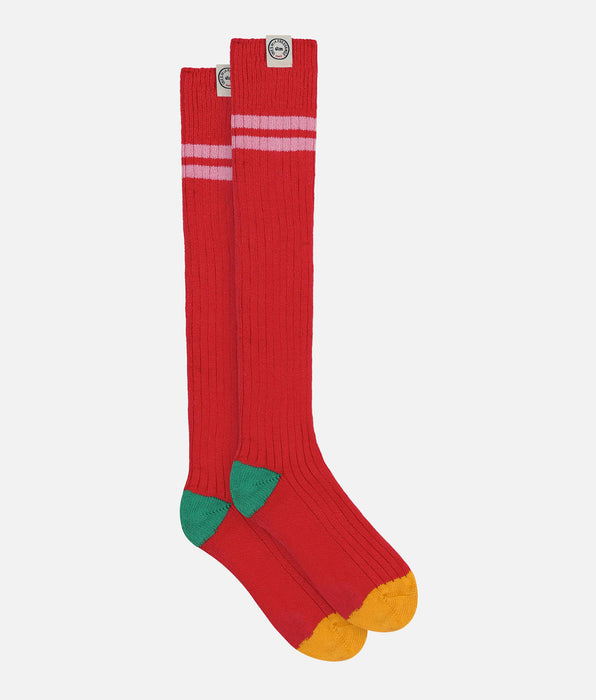 DIM Hohe Socken Frau colorblock Rot Dim x Ines de La Fressange