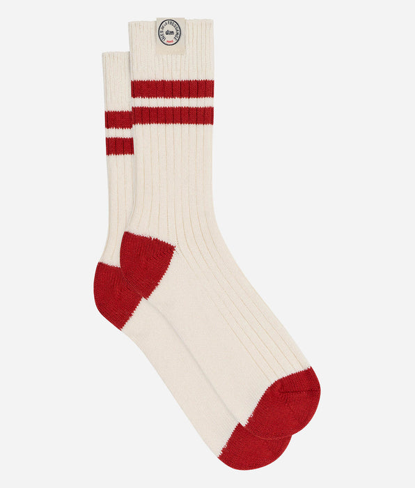 DIM Gerippte Socken aus elfenbeinfarbener Baumwolle von DIM x Ines de la Fressange