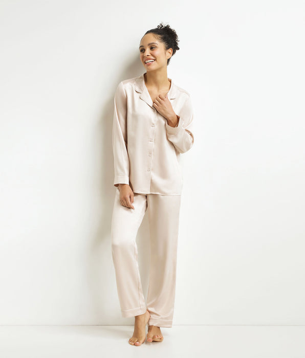 DIM Pyjama-Set Damen Hose Ivory Grau Gestreift Don't Disturb