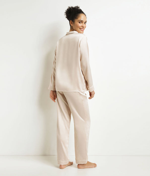 DIM Pyjama-Set Damen Hose Ivory Grau Gestreift Don't Disturb