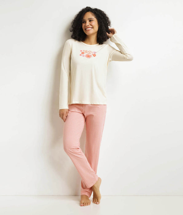 DIM Set Pyjama Hose Frau Beige Don't Disturb