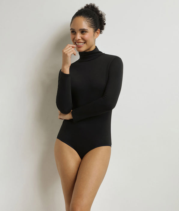 DIM Body, langarm, Damen, Stehkragen Schwarz Dim Thermal