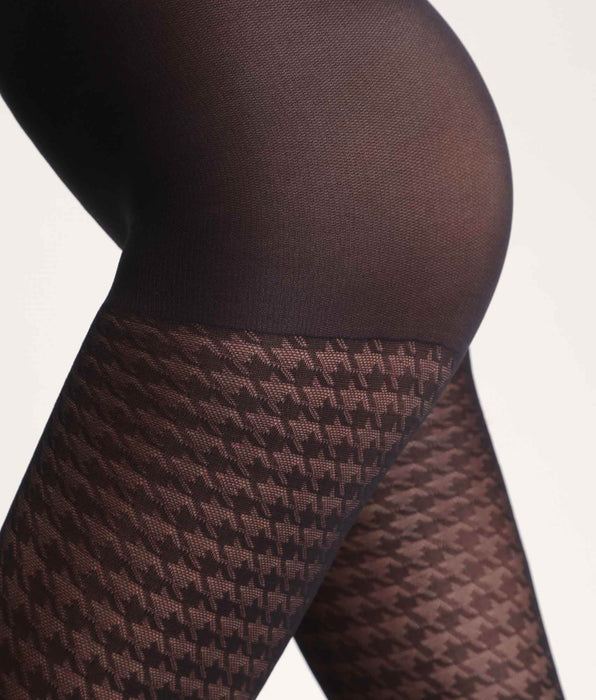 DIM Schwarze Strumpfhose mit Hahnentrittmuster Dim Style