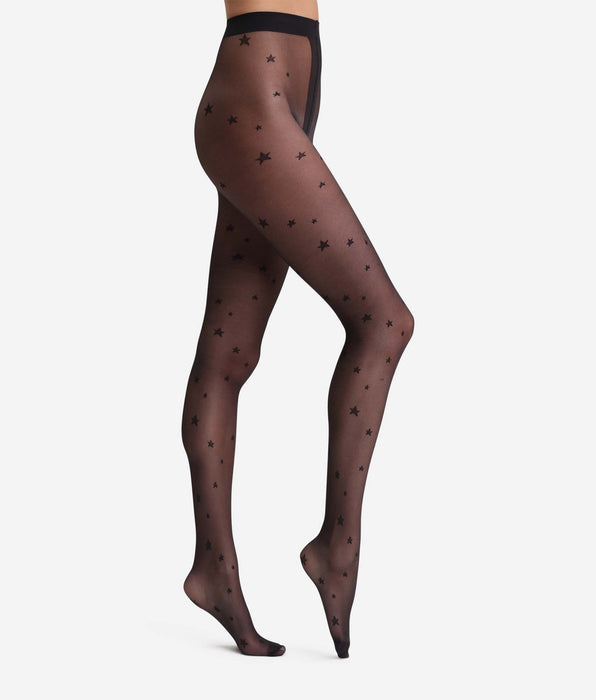 DIM Schwarze transparente Strumpfhose mit Sternchenmuster Dim Style