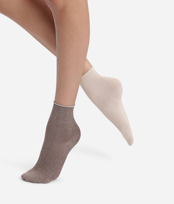 DIM 2er-Pack Damen-Socken mit Lurex in Braun von Dim Mode
