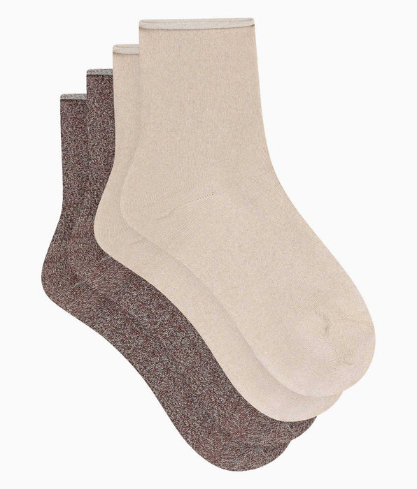 DIM 2er-Pack Damen-Socken mit Lurex in Braun von Dim Mode