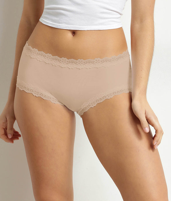DIM Damenboxershorts aus Mikrofaser und Spitze Nude Dim