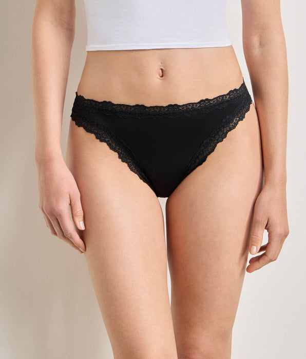 DIM Damen-String aus Mikrofaser und Spitze Schwarz Dim
