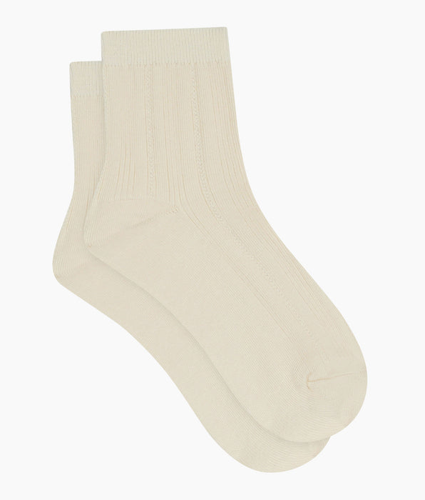 DIM Damensocken aus Baumwoll-Pointelle in Elfenbein von Dim La Mode