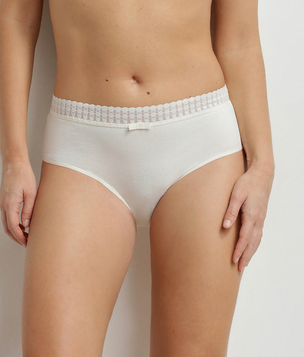 DIM Hoher Damen-Slip aus Baumwolle in Elfenbein Daily Coton