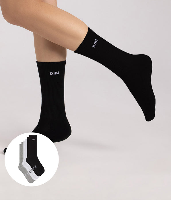DIM 3er-Pack schwarze, weiße und graue Original-Sportstrümpfe für Damen