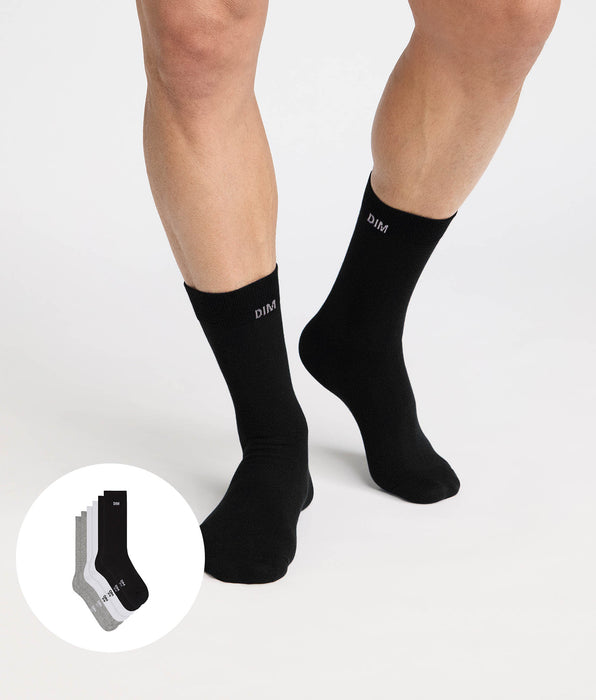 DIM 3er-Pack Sportsocken für Herren aus Baumwolle in Schwarz, Weiß und Grau von Original