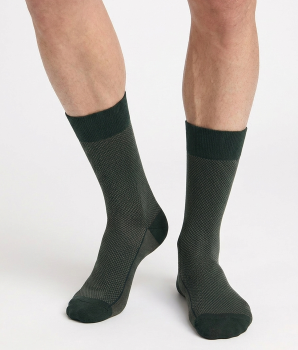 DIM Herren-Socken aus grüner Baumwolle im Schottenkaro-Muster von La Mode