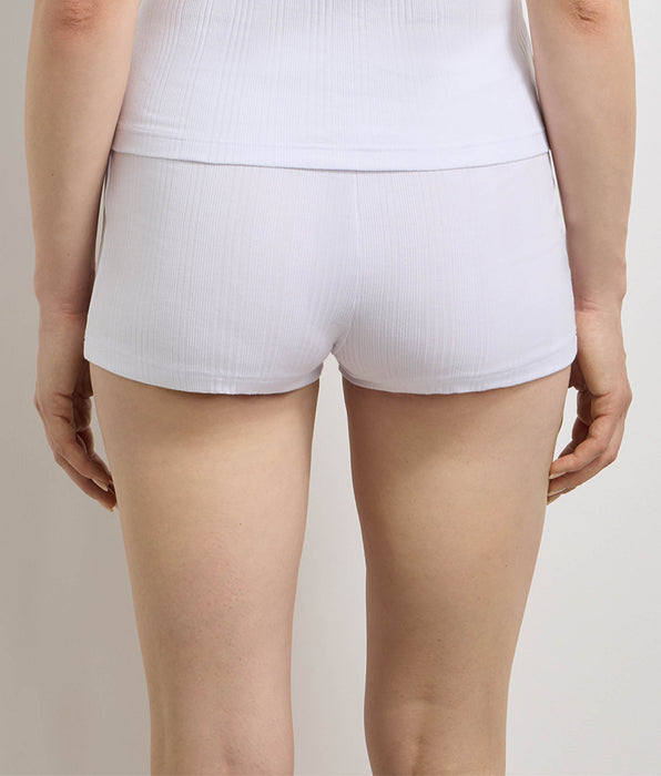 DIM Weite Damen-Shorts aus feinem, weißem Jersey mit Rippmuster von Dim x Ines de la Fressange