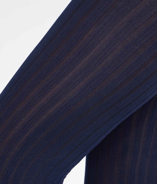 DIM Marineblaue Strumpfhose mit flachem Rippenmuster 50D DIM x Ines de La Fressange