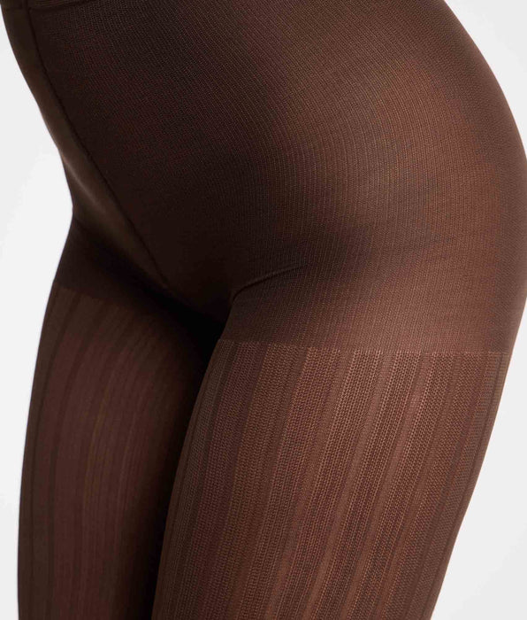 DIM Schokoladenbraune Strumpfhose mit flachen Rippen 50D DIM x Ines de La Fressange