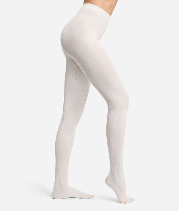 DIM Cremefarbene 50D-Strumpfhose mit flachem Rippenmuster von DIM x Ines de La Fressange