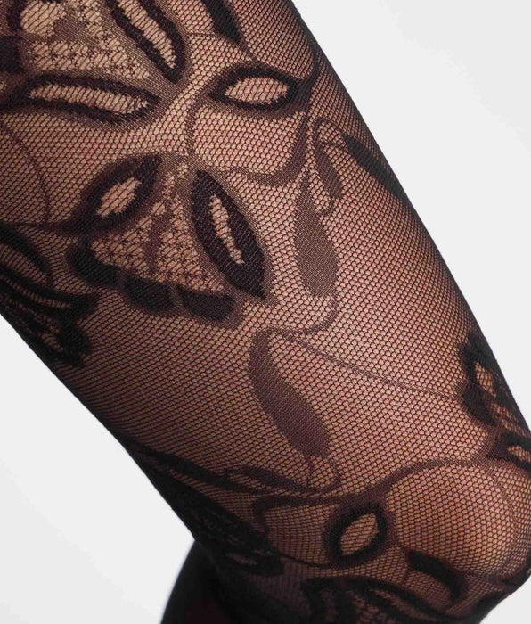 DIM Fantasy-Strumpfhose mit Tulpen-Blumenmuster, schwarzer Samt, Style
