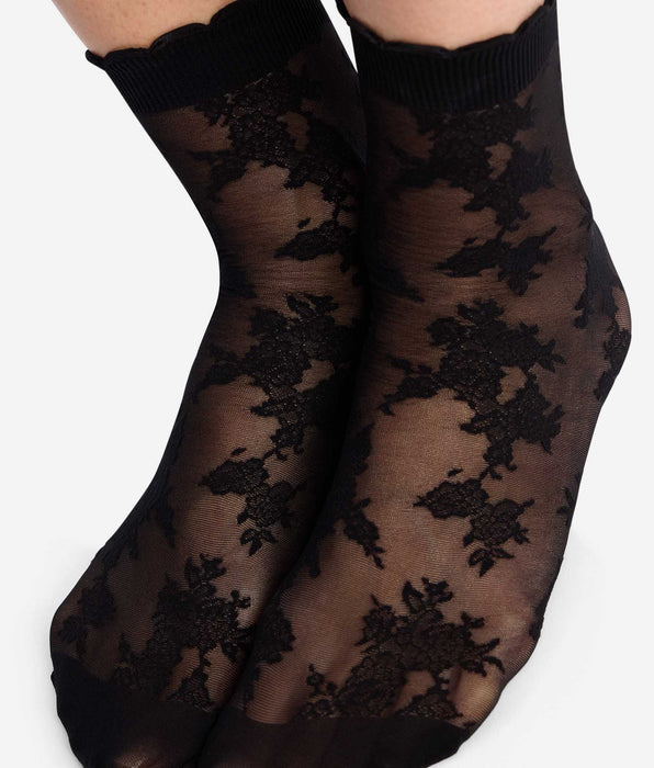 DIM Schwarze Söckchen „La Dentelle Florale“