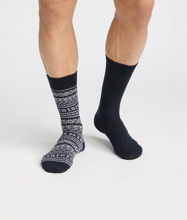DIM 2er-Pack Herren-Socken in Nordic Navy Blue, Navy Blue Coton Fancy