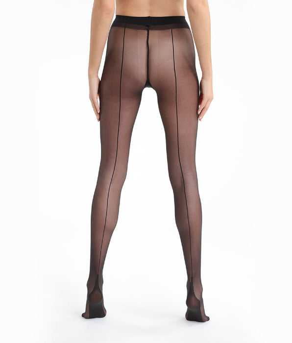 DIM Schwarze Strumpfhose mit dunklem Saum 20D - DIM Signature Couture