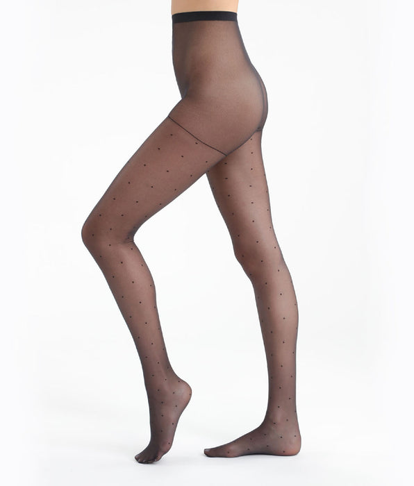 DIM Schwarze Strumpfhose mit Punktmuster 15D - Madame So Chic