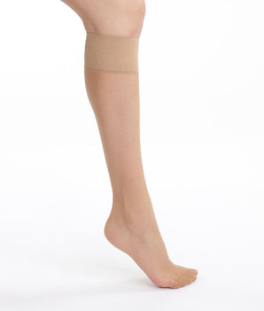 2er-Pack bernsteinfarbene transparente Kniestrümpfe 15D - Mes Essentiels