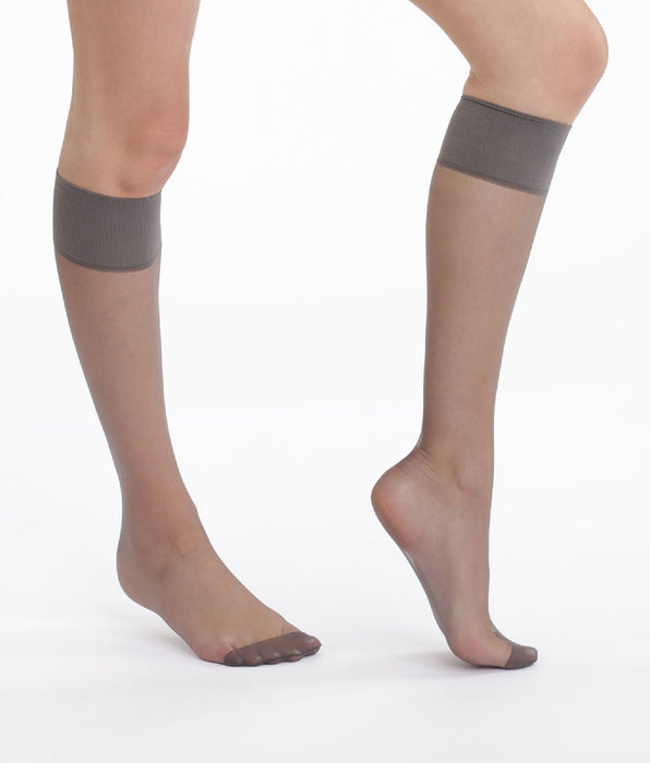 DIM 2er-Pack pfefferfarbene transparente Kniestrümpfe 15D - Mes Essentiels