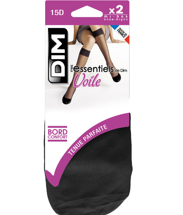 DIM 2er-Pack schwarze transparente Kniestrümpfe 15D - Mes Essentiels