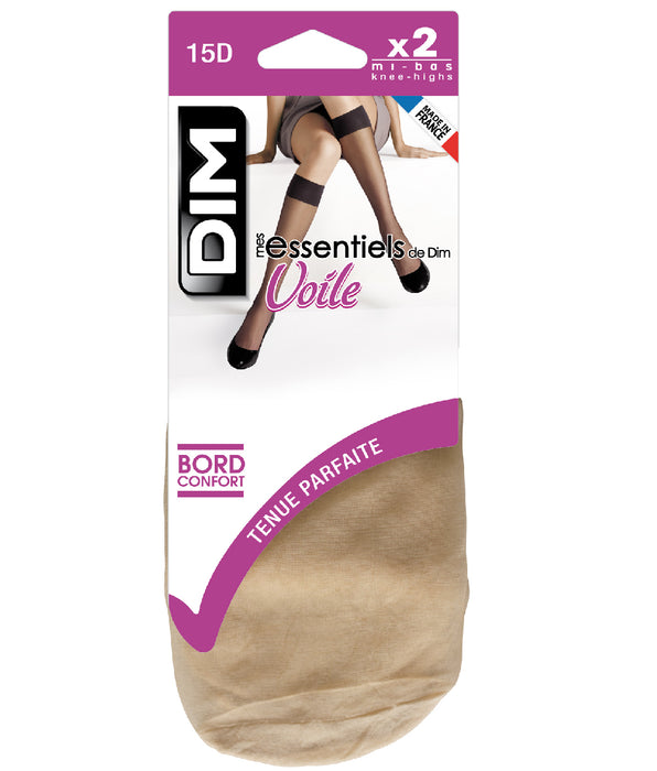 DIM 2er-Pack caprifarbene transparente Kniestrümpfe 15D - Mes Essentiels