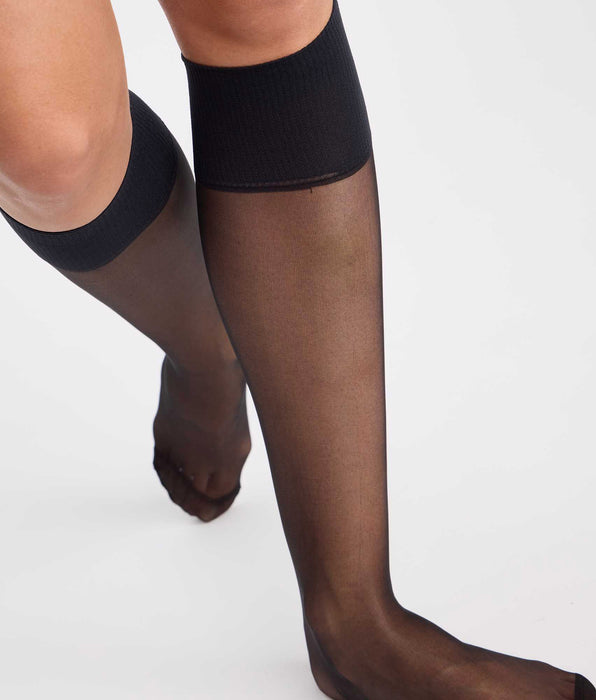 DIM 2er-Pack transparente schwarze Kniestrümpfe Resist