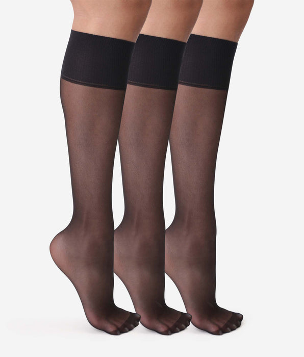 DIM 3er-Pack transparente Kniestrümpfe 20D in Schwarz - Beauty Resist