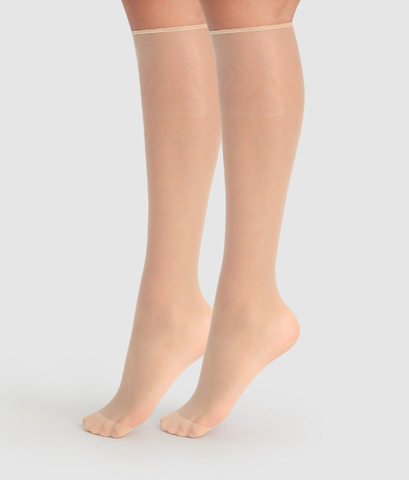 DIM Helle transparente Kniestrümpfe 15D mit Satin-Finish - DIM Sublim