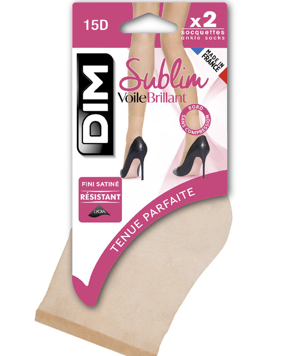 DIM 2er-Pack caprifarbene Kniestrümpfe mit glänzendem Finish 14D - Sublim